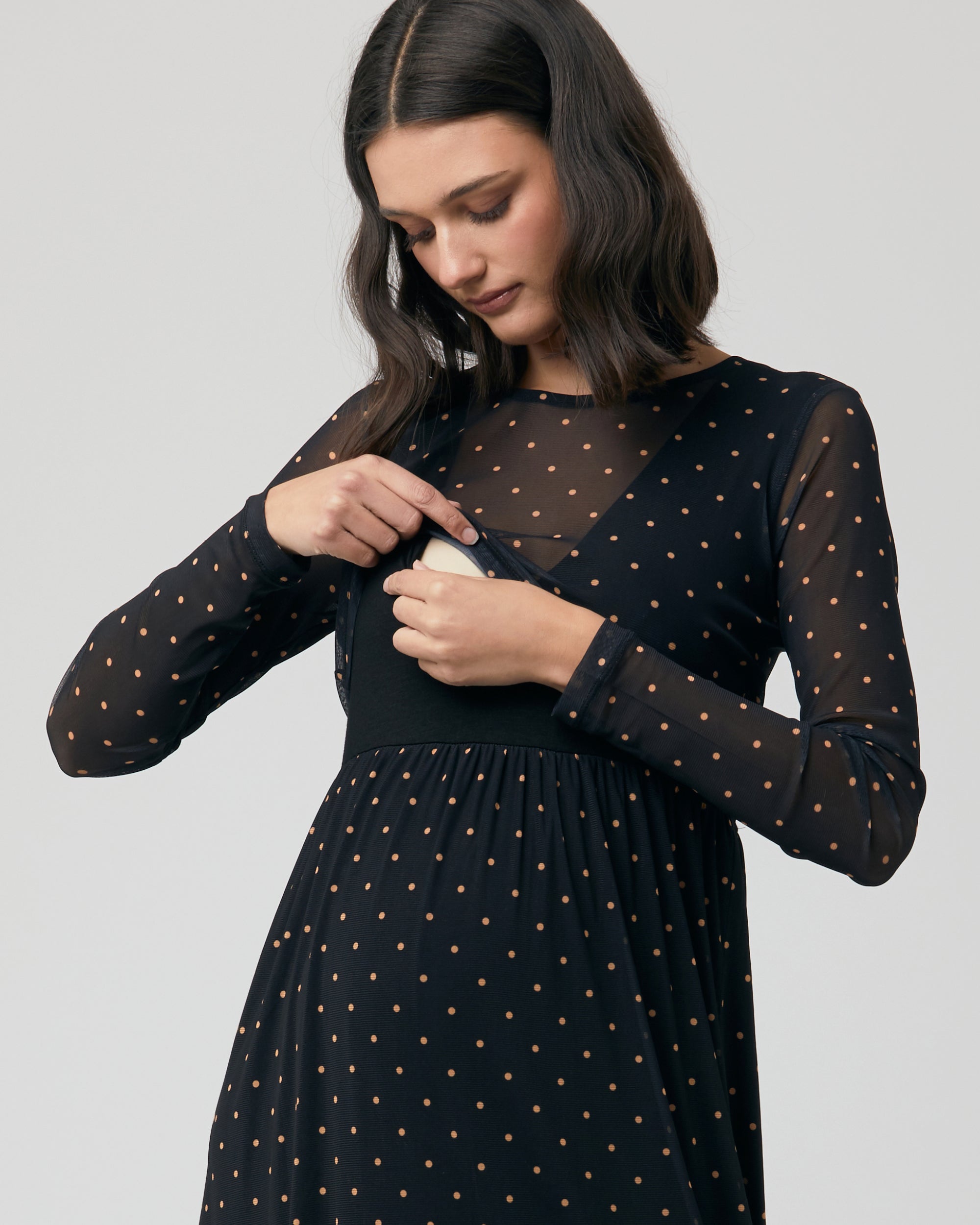 Layered Knit Nursing Dress in Black by Ripe Maternity for Hire