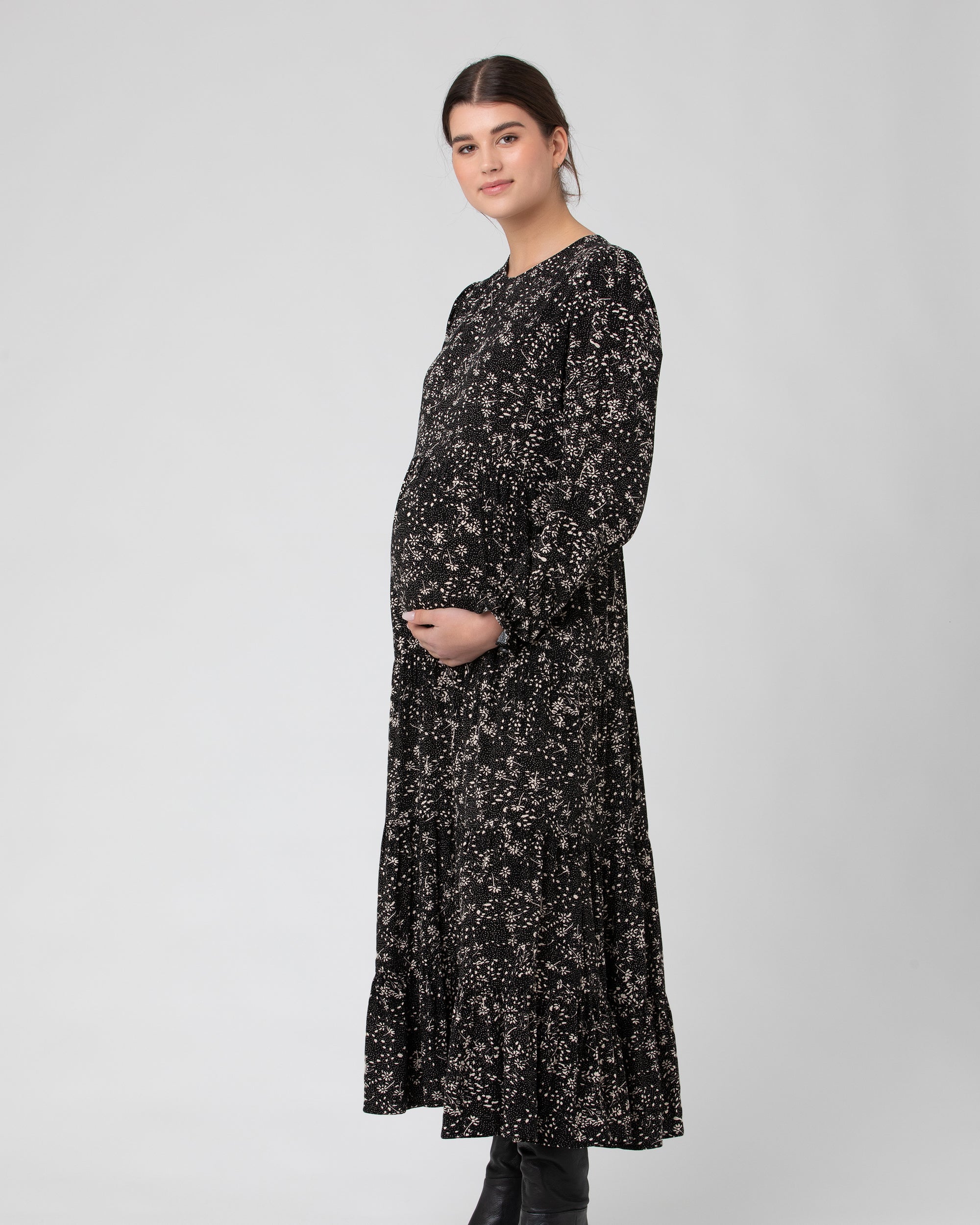 Trixie Tiered Dress  Black / Natural