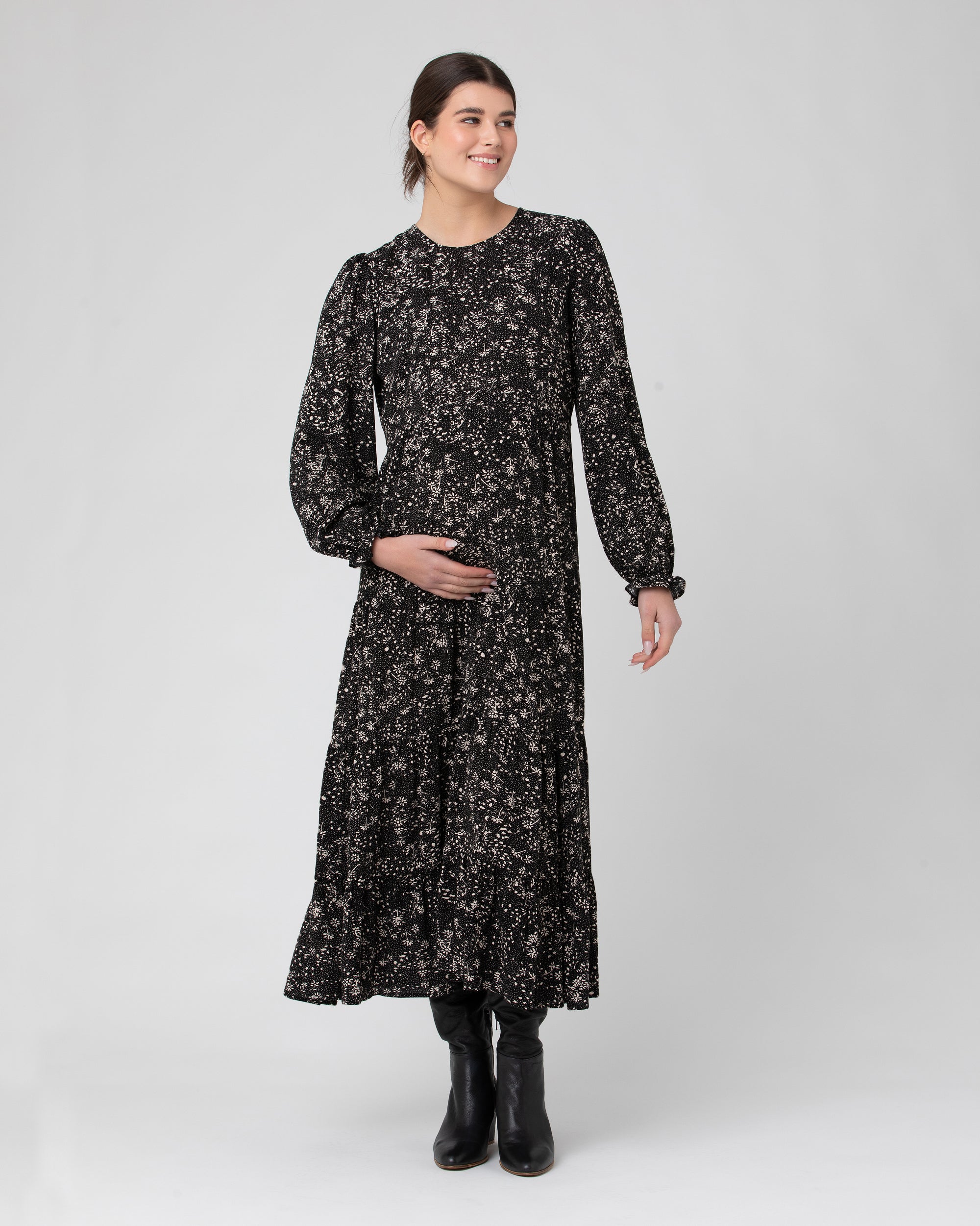 Trixie Tiered Dress  Black / Natural