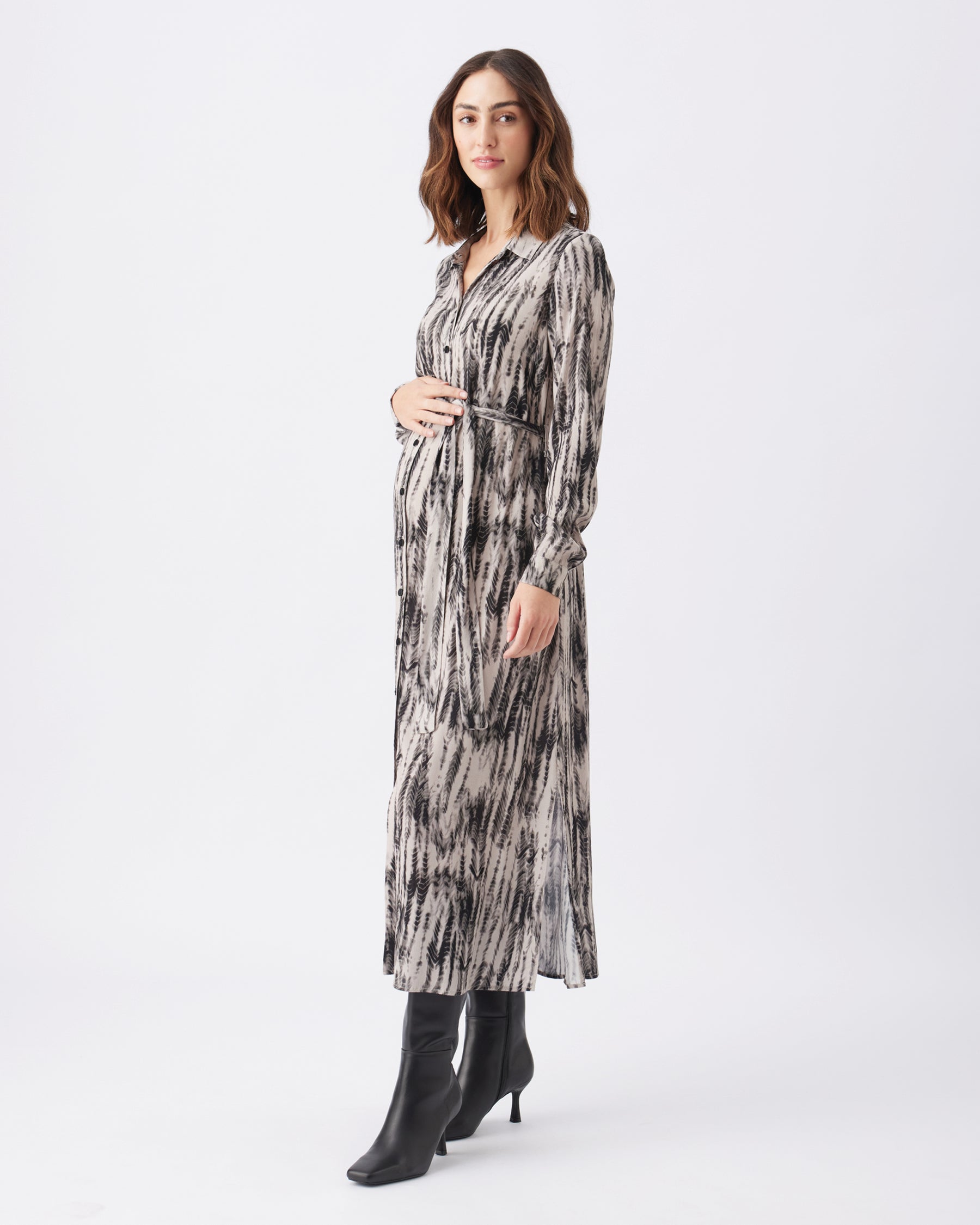 Sylvia Shirt Dress  Natural / Black