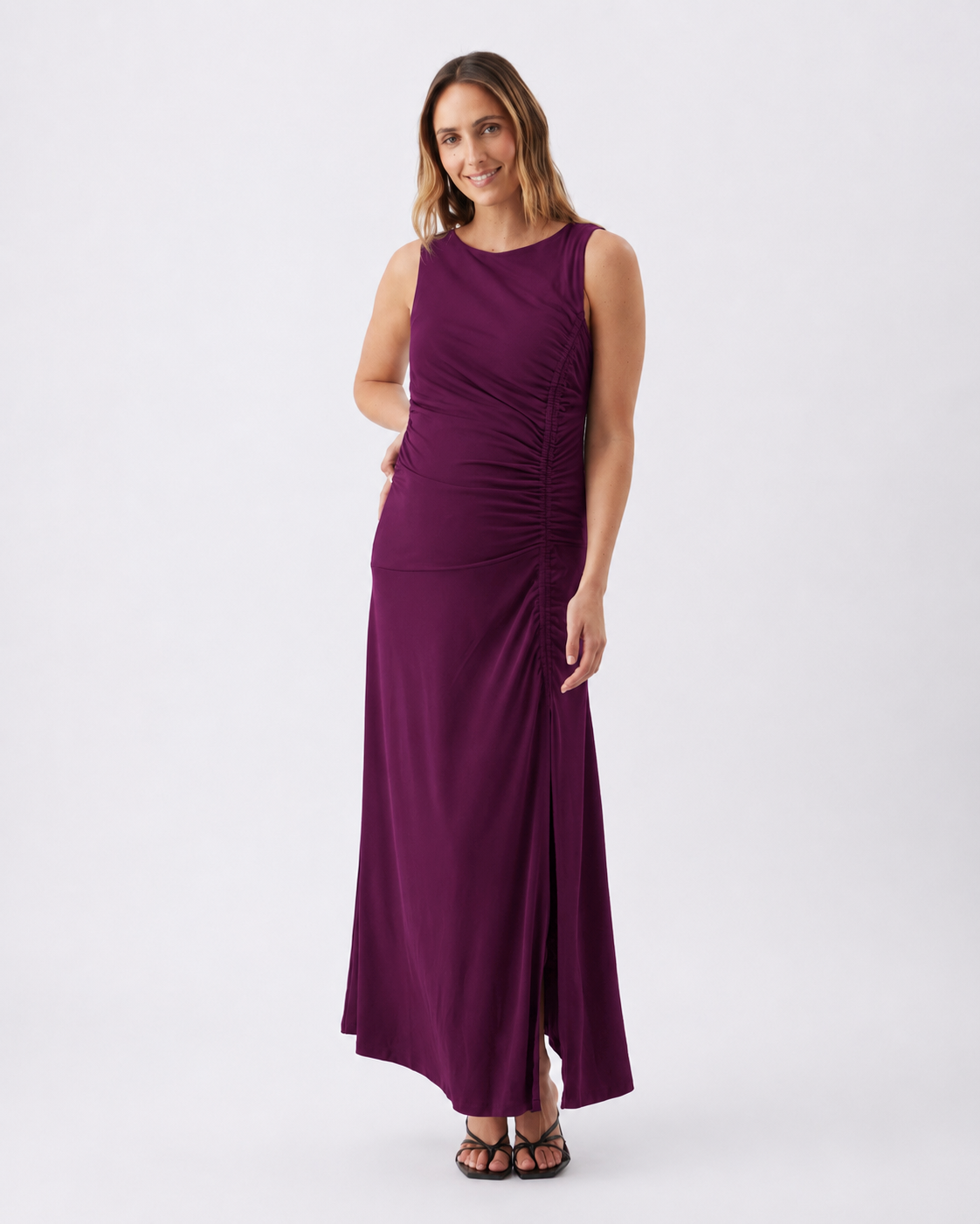 Erika Ruched Dress  Purple