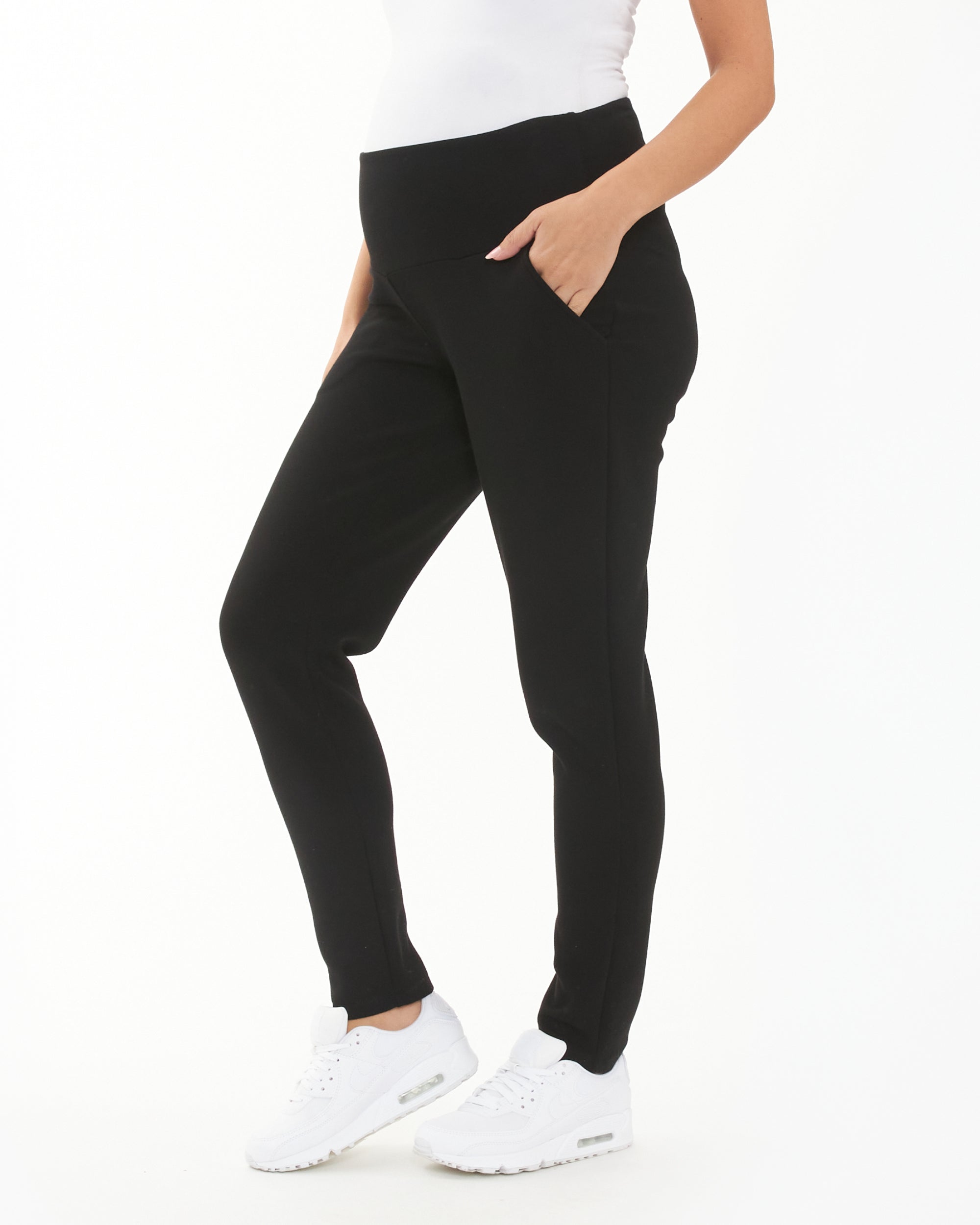 Women's Super Soft Elastic Waistband Scuba Pants Navy Xlarge