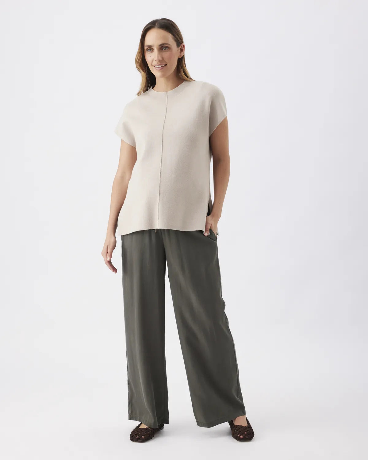 Wide Leg Tencel Pant Olive