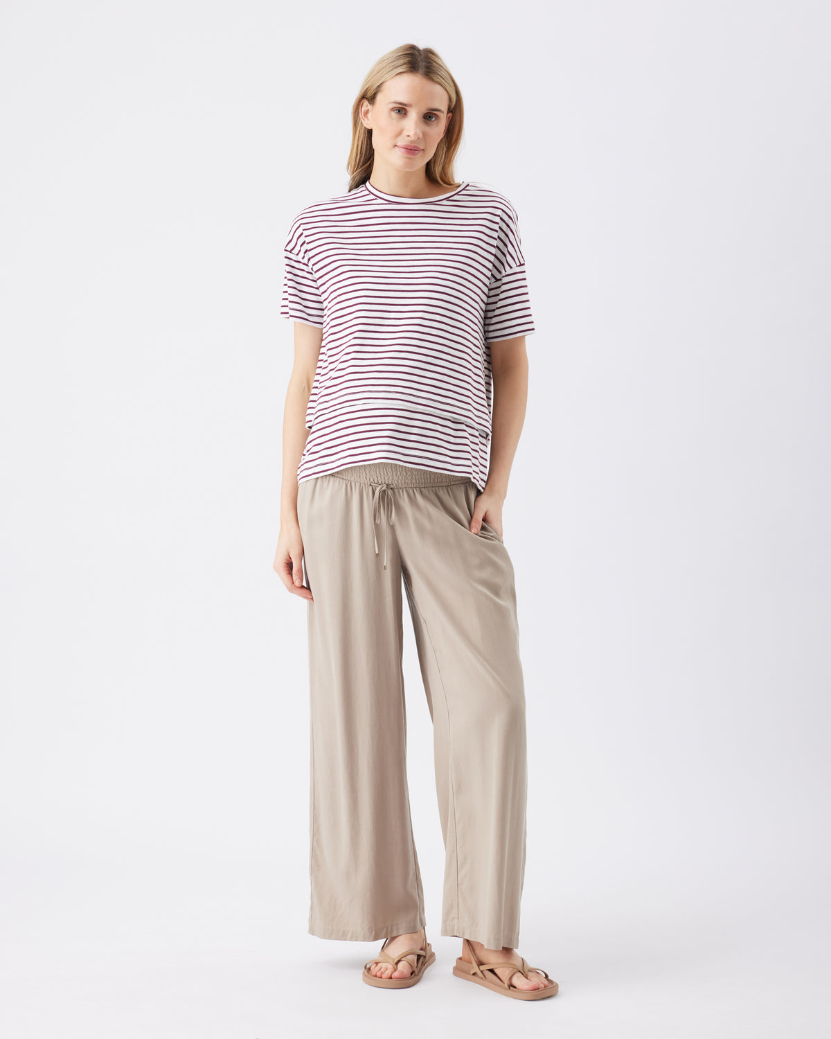 Wide Leg Tencel Pant Taupe