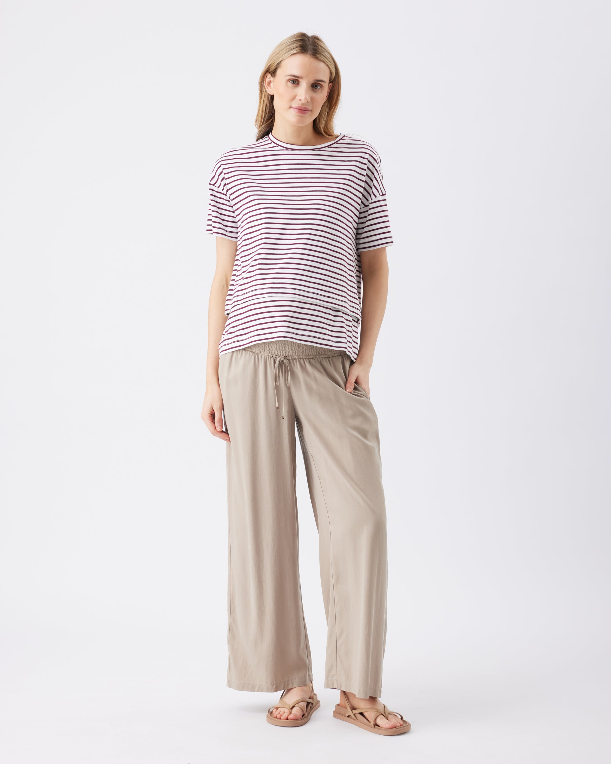 Wide Leg Tencel Pant Taupe