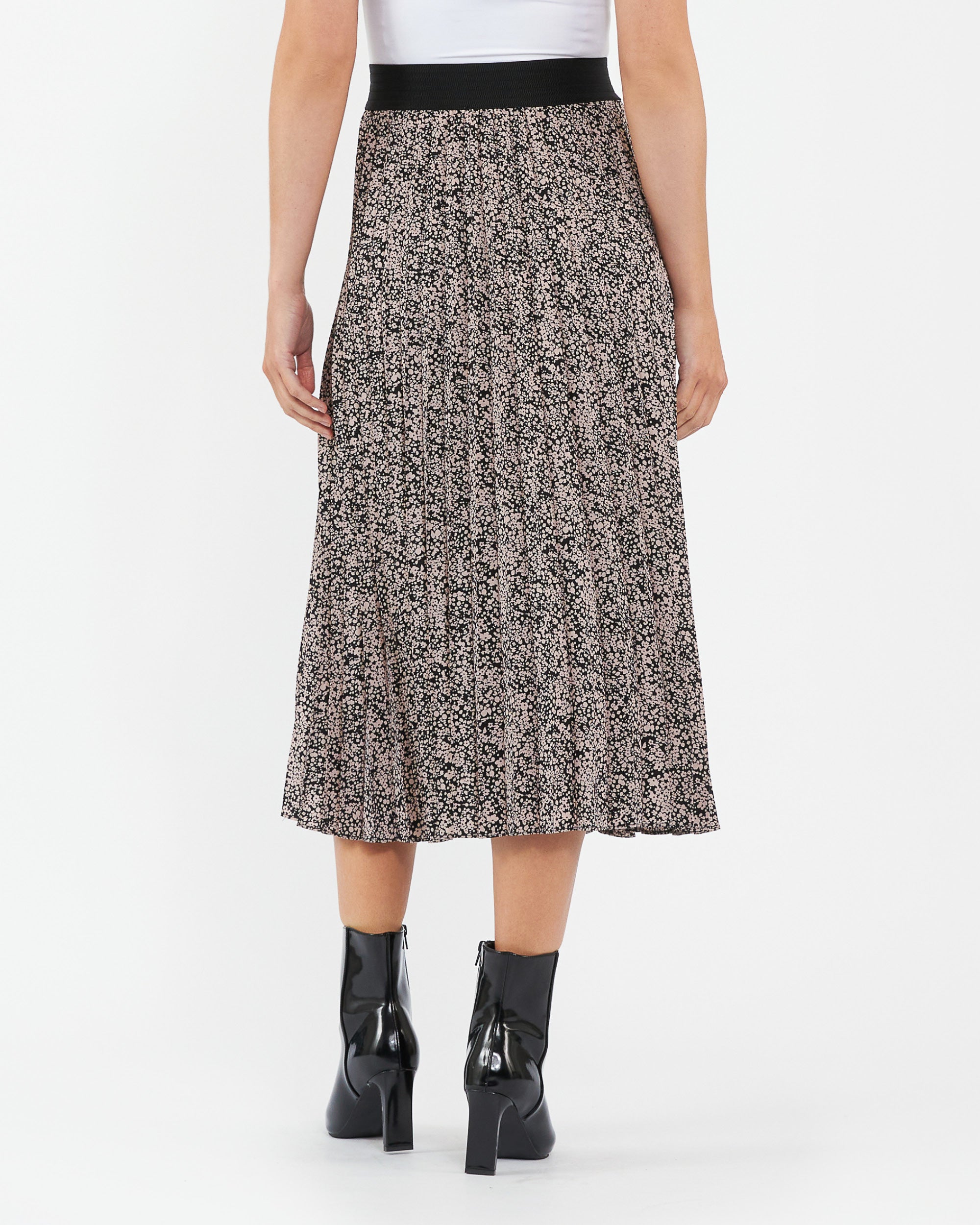 Florence Pleat Skirt Black / Dusty Pink