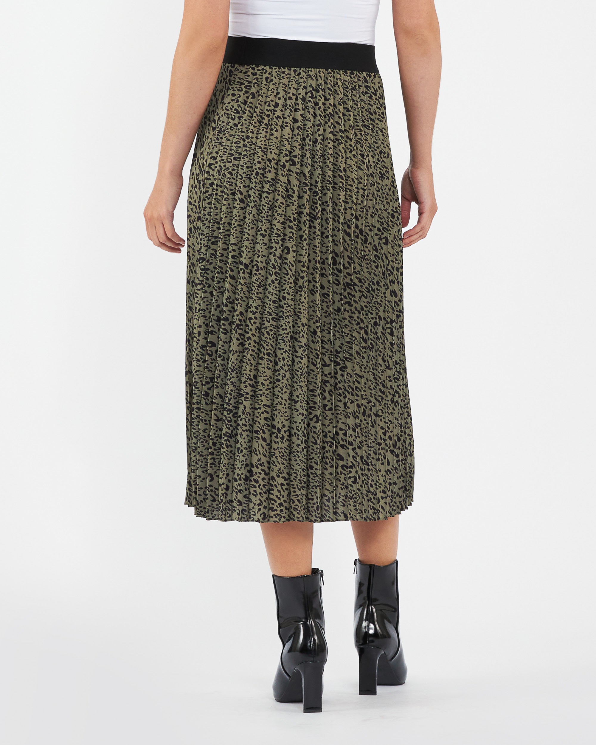 Cleo Pleat Skirt Khaki / Black