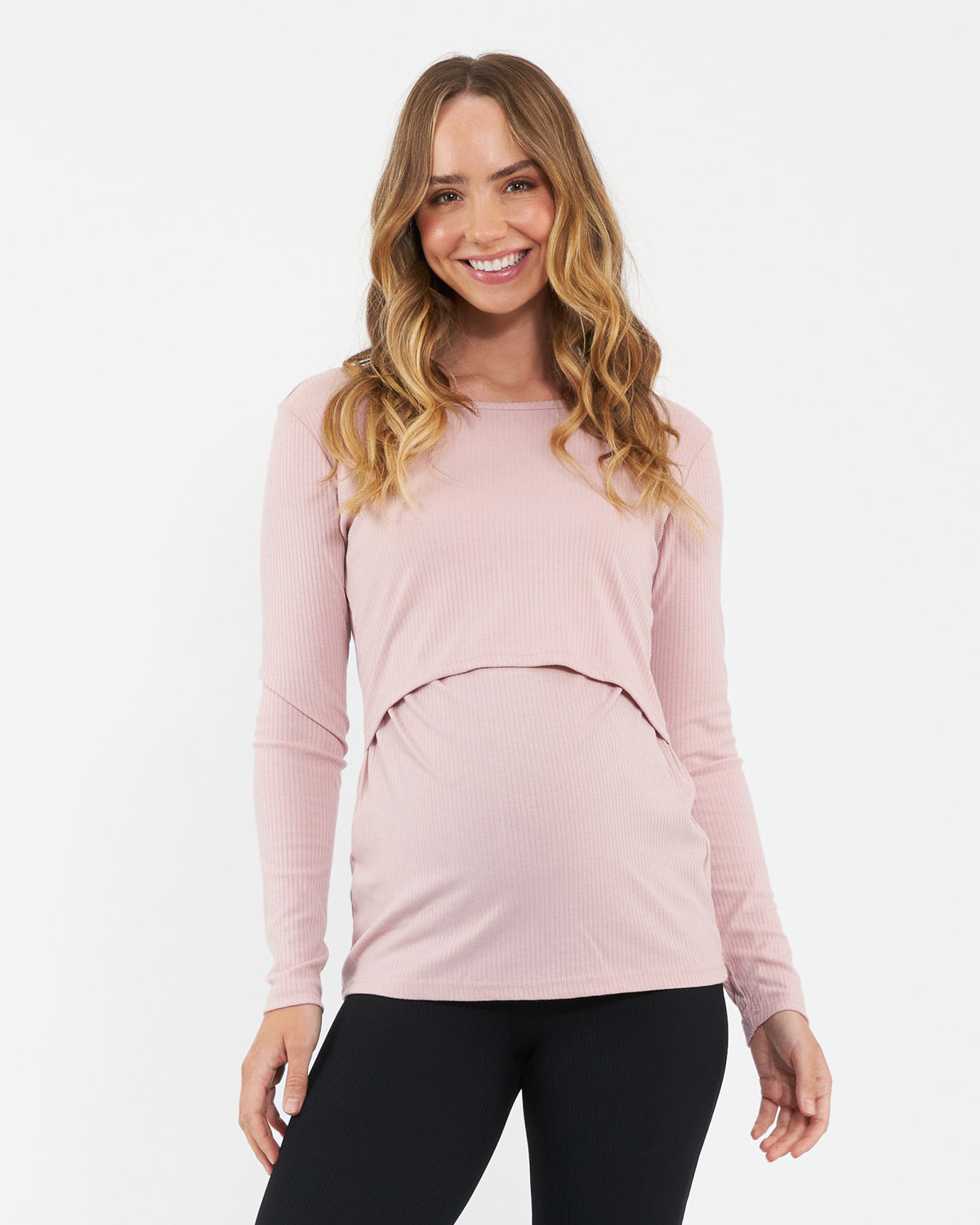 Tessa Rib Nursing Top Dusty Pink
