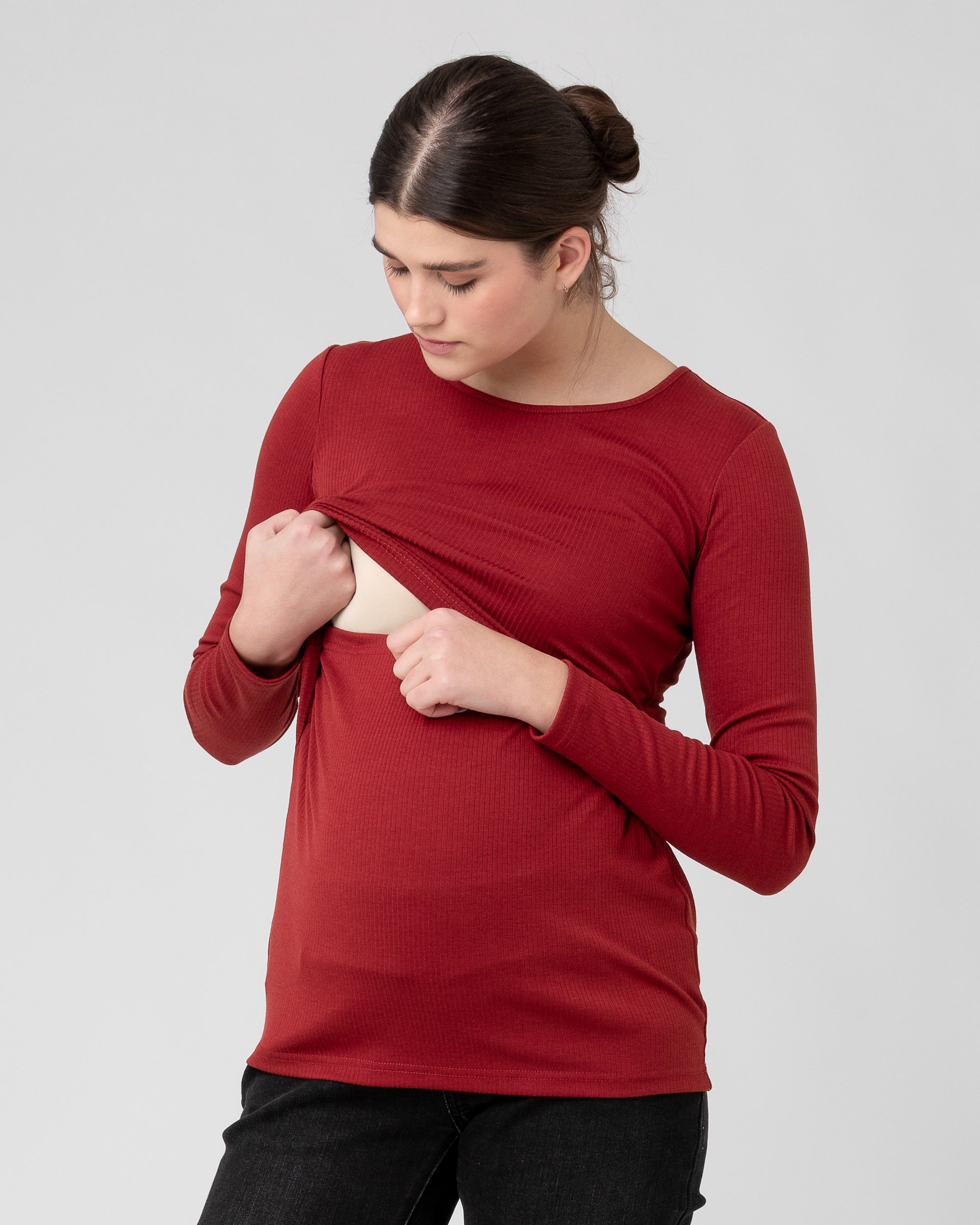 Tessa Rib Nursing Top Spice