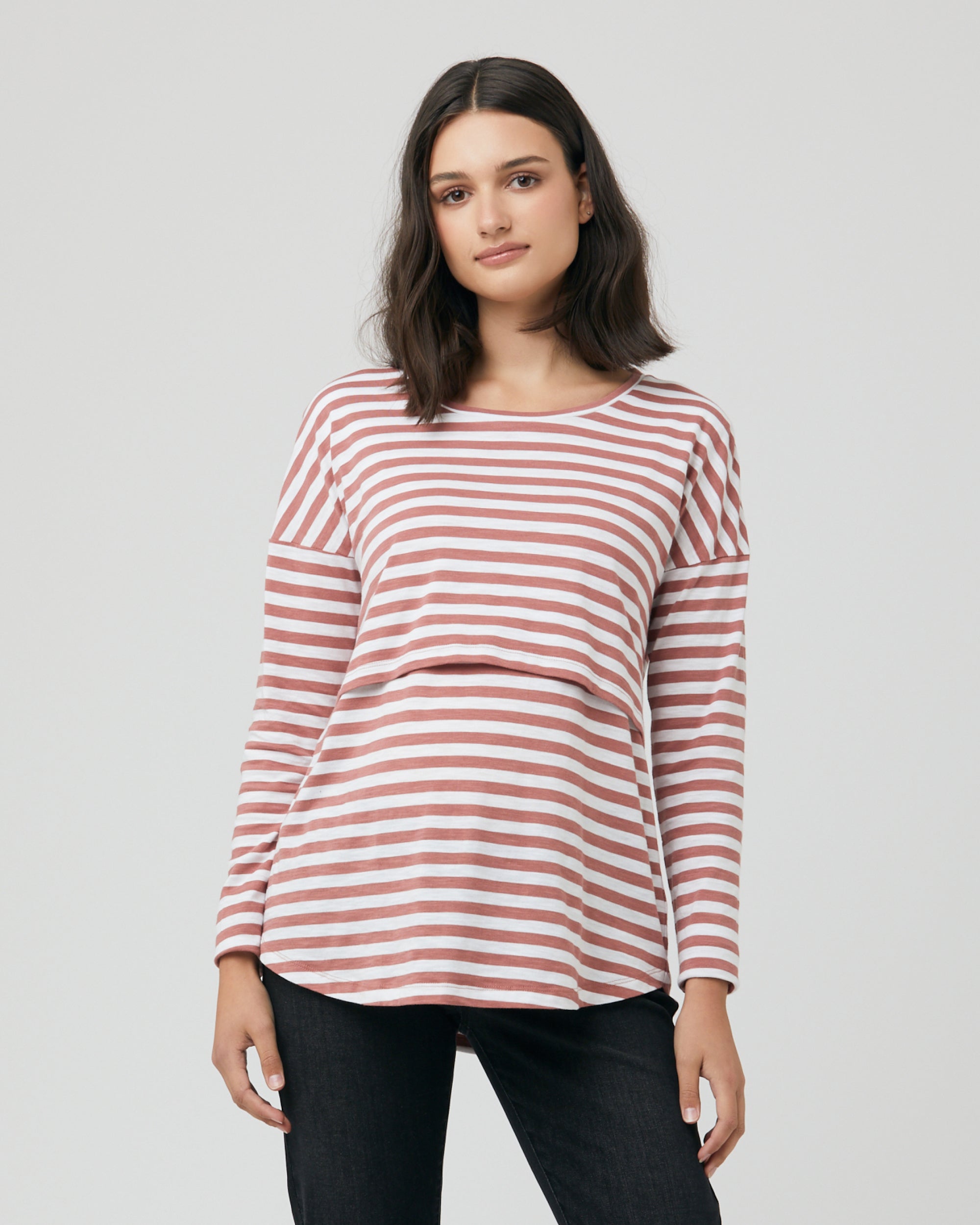 Lionel Long Sleeve Nursing Tee Blush / White