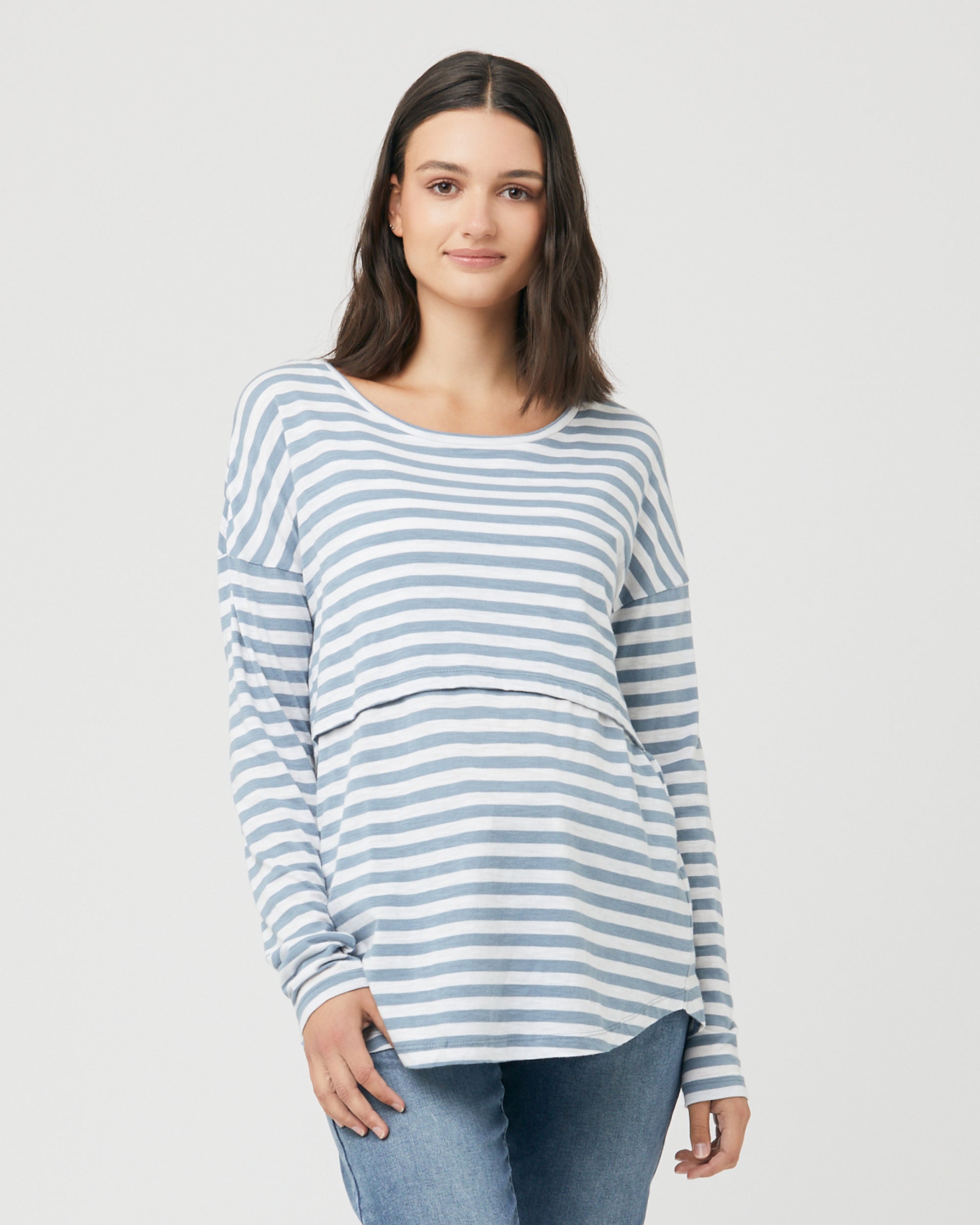 Lionel Long Sleeve Nursing Tee Petrol / White