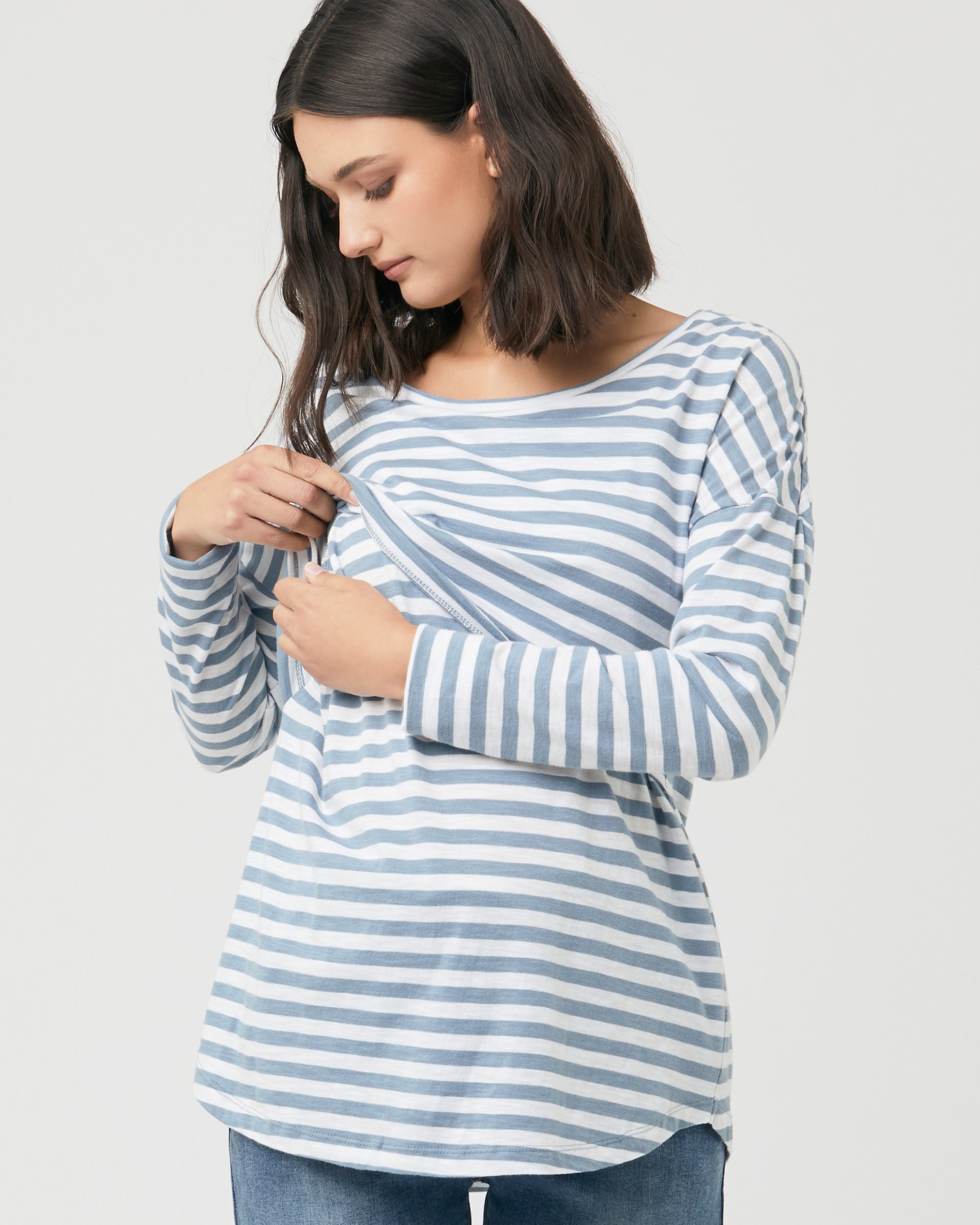 Lionel Long Sleeve Nursing Tee Petrol / White