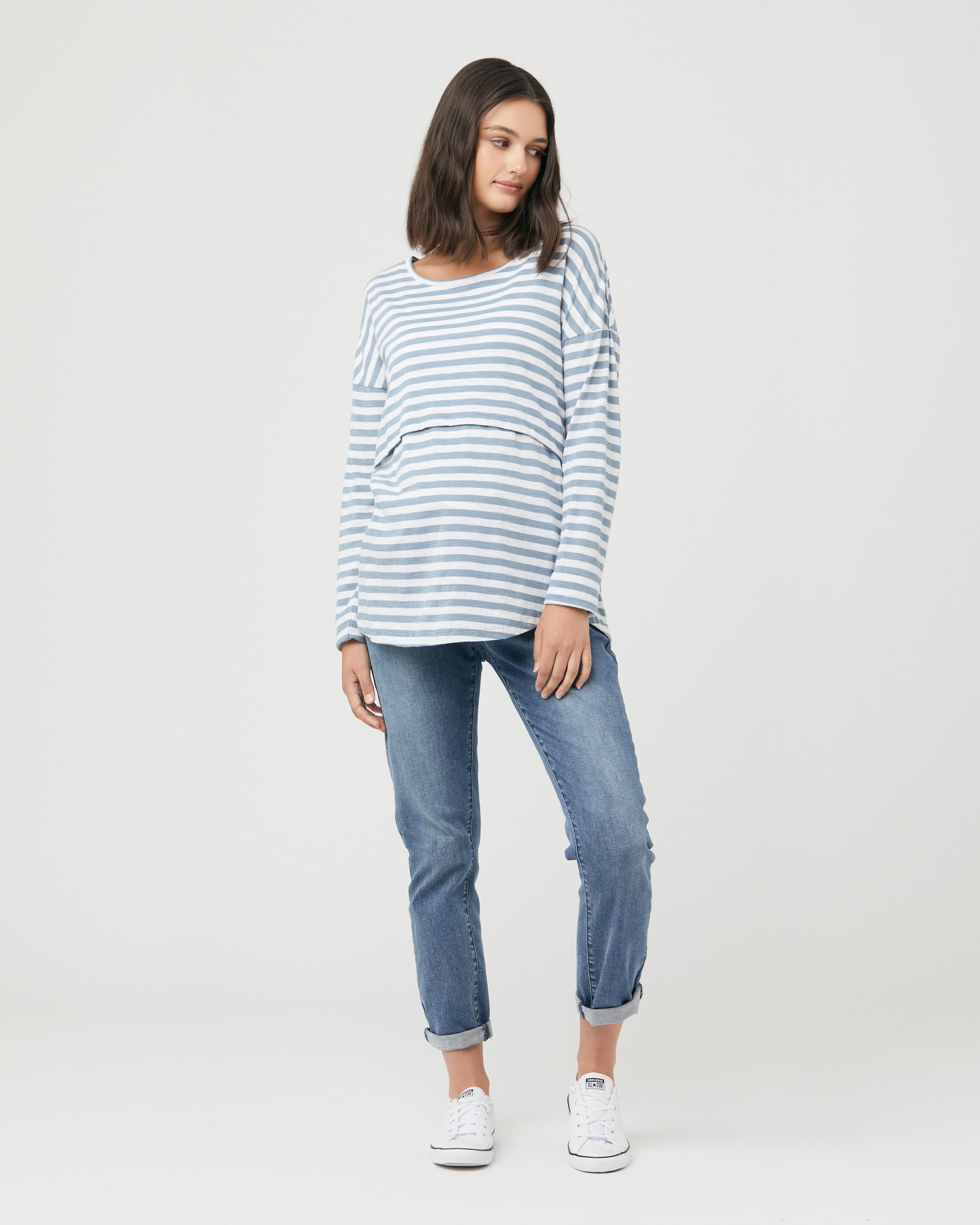 Lionel Long Sleeve Nursing Tee Petrol / White