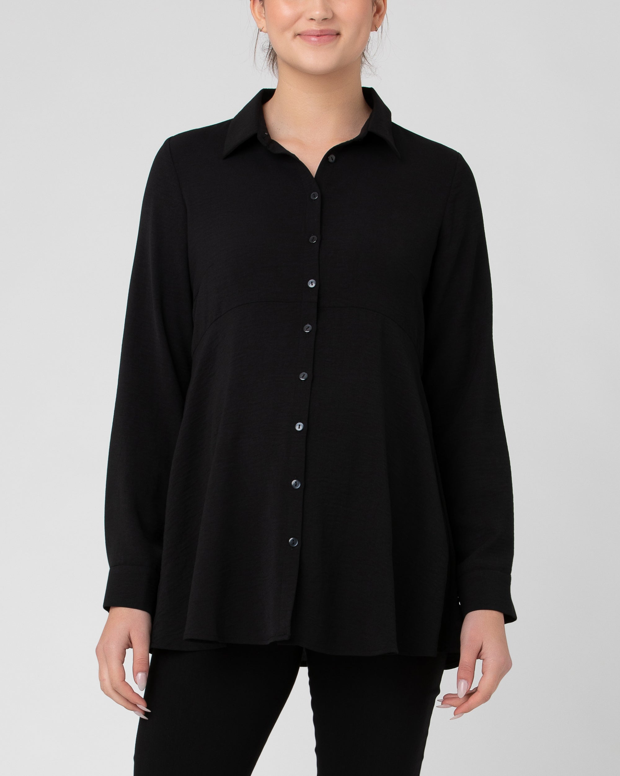 Tina Peplum Shirt Black