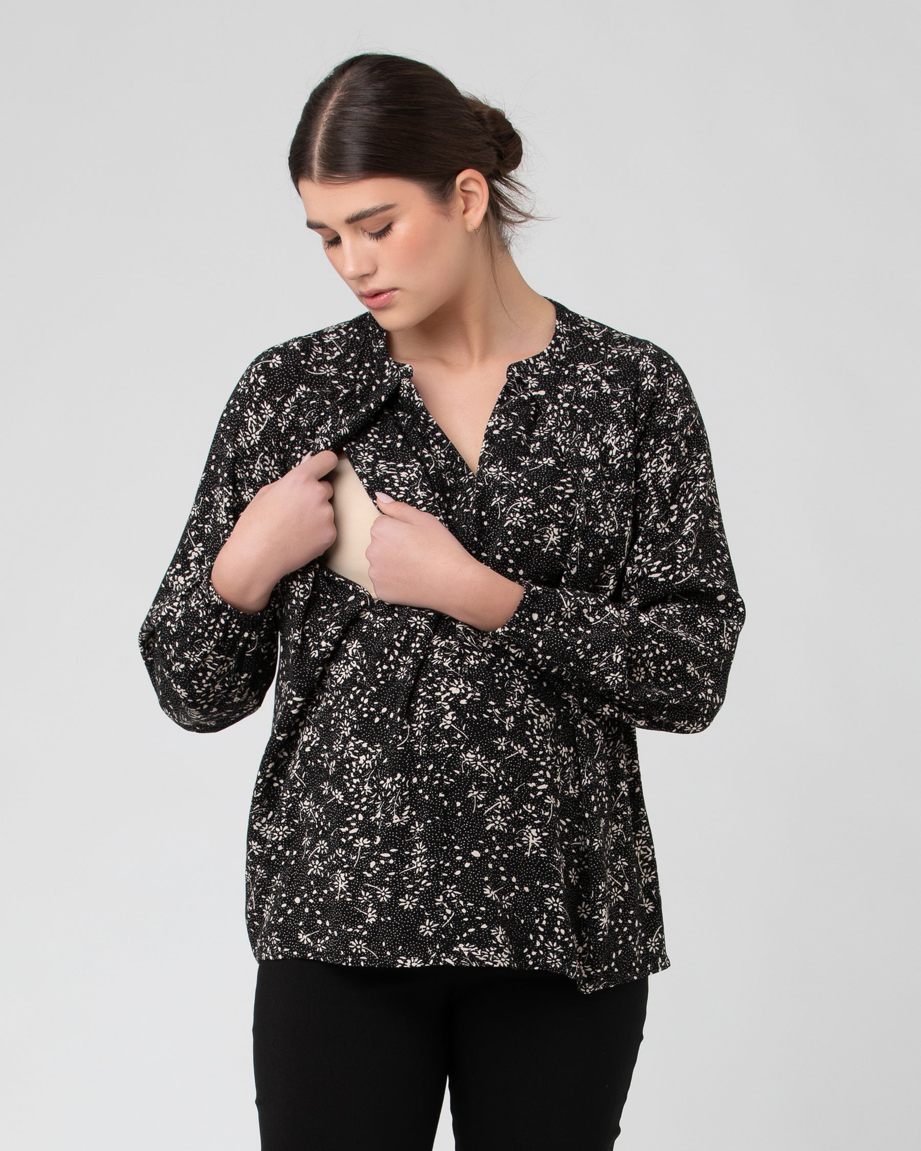 Trixie Nursing Blouse  Black / Natural