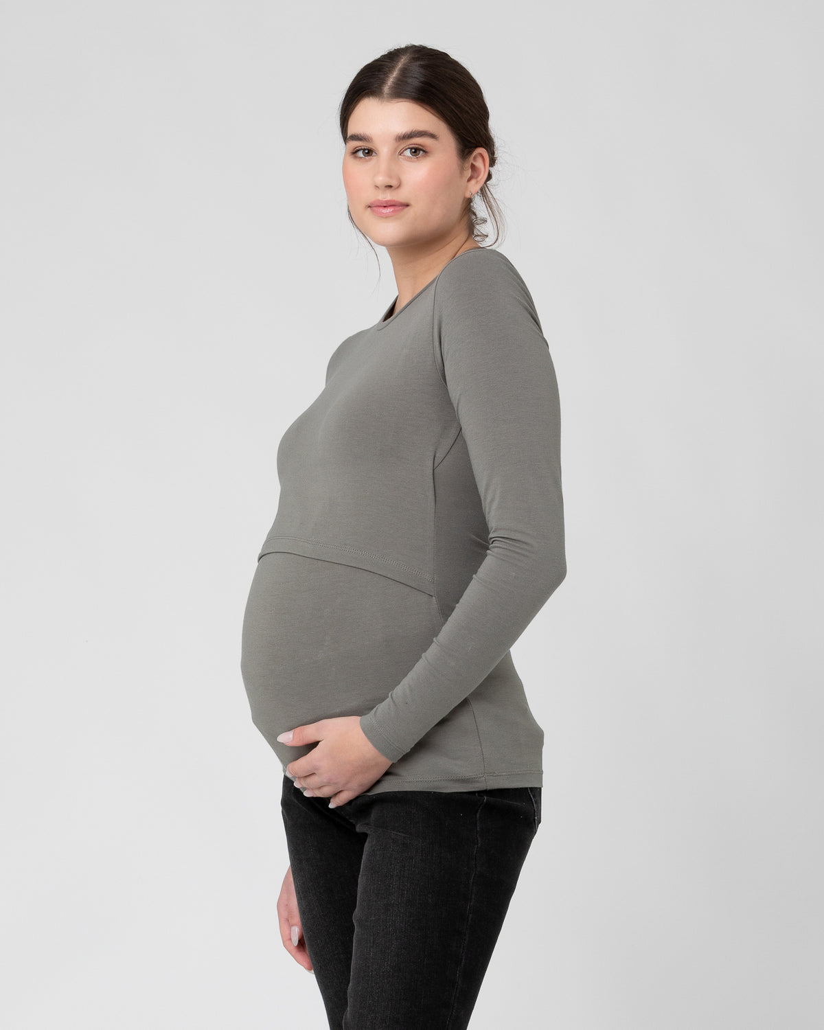 Org Cotton Nursing Top. Moss