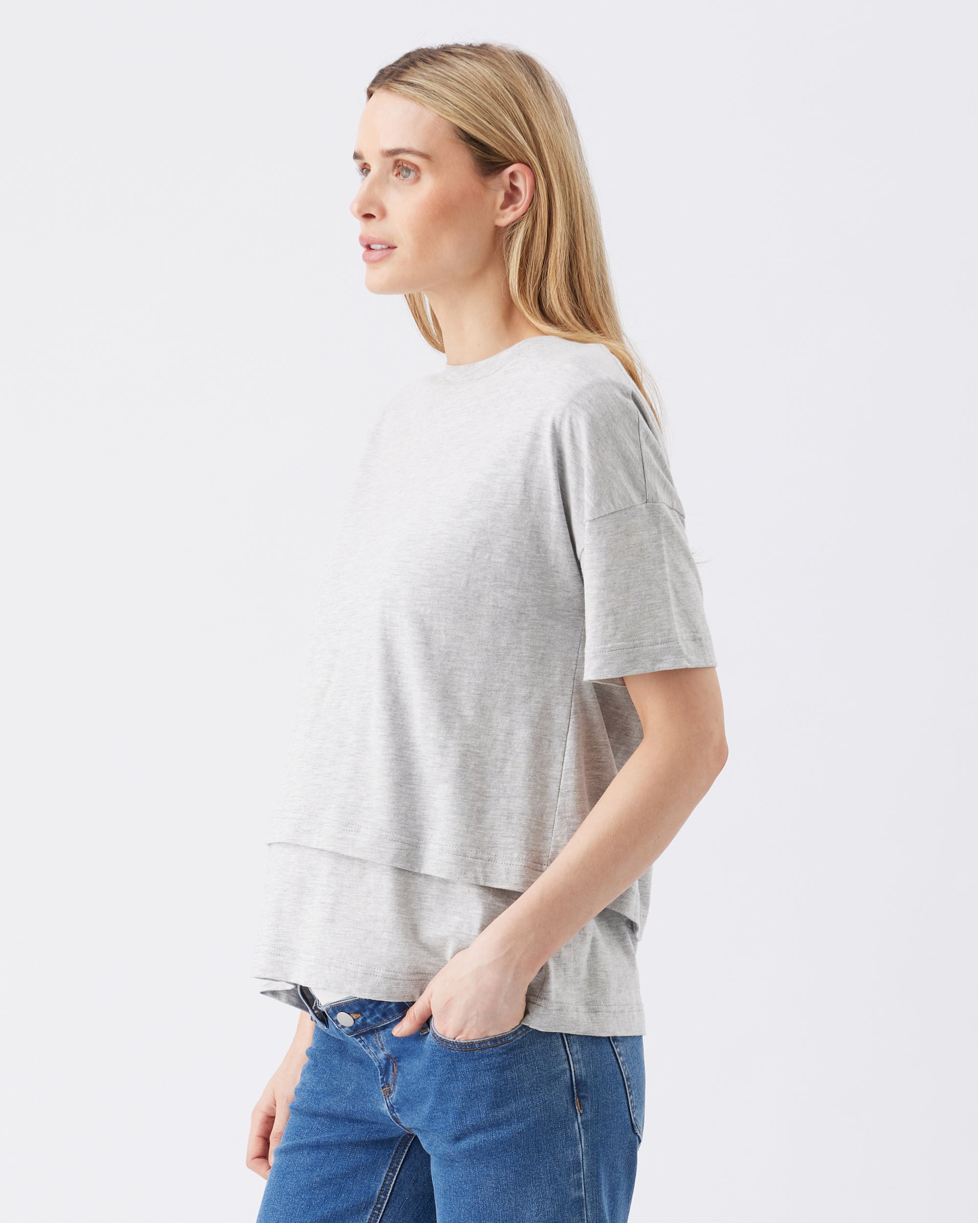 Claud Nursing Tee  Grey Marle