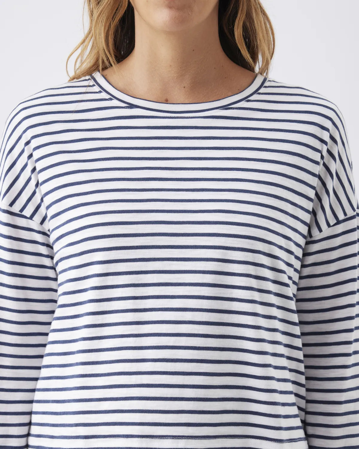 Claudette Long Sleeve Nursing Top White / Ink