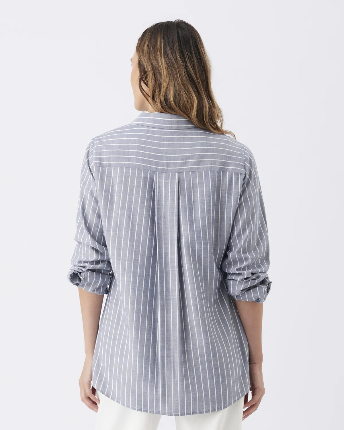 Millie Button Up Shirt  Denim / White