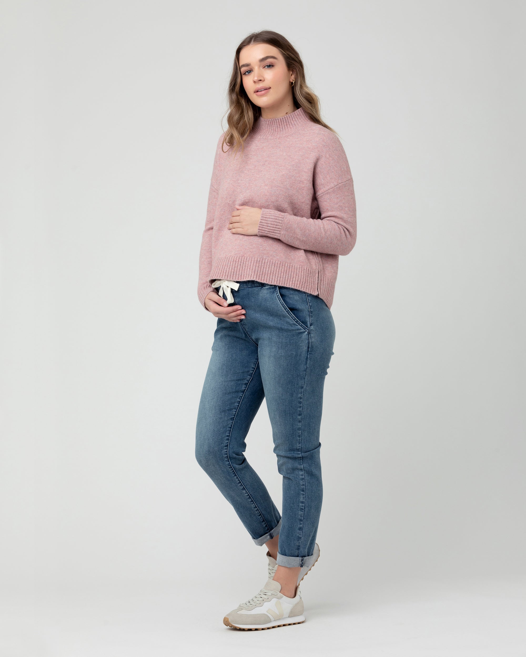 Jade Crop Nursing Knit Pink