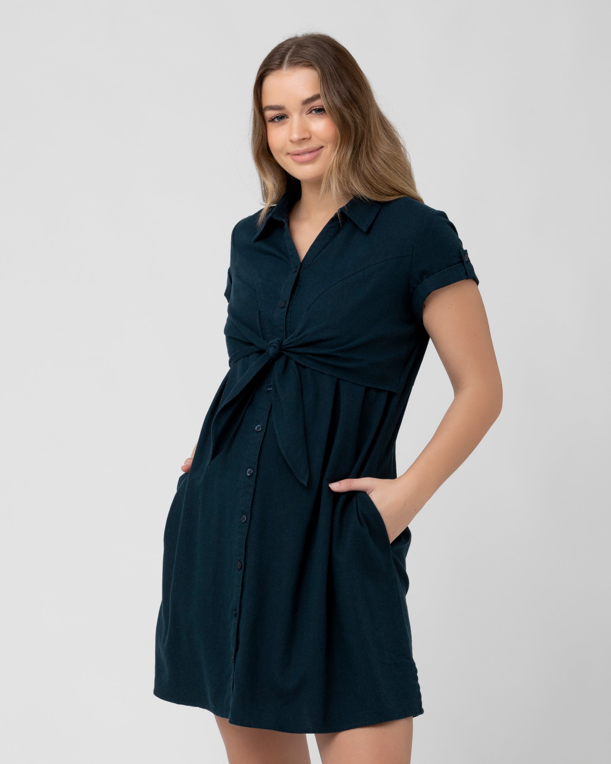 Colette Tie Up Linen Dress Biro