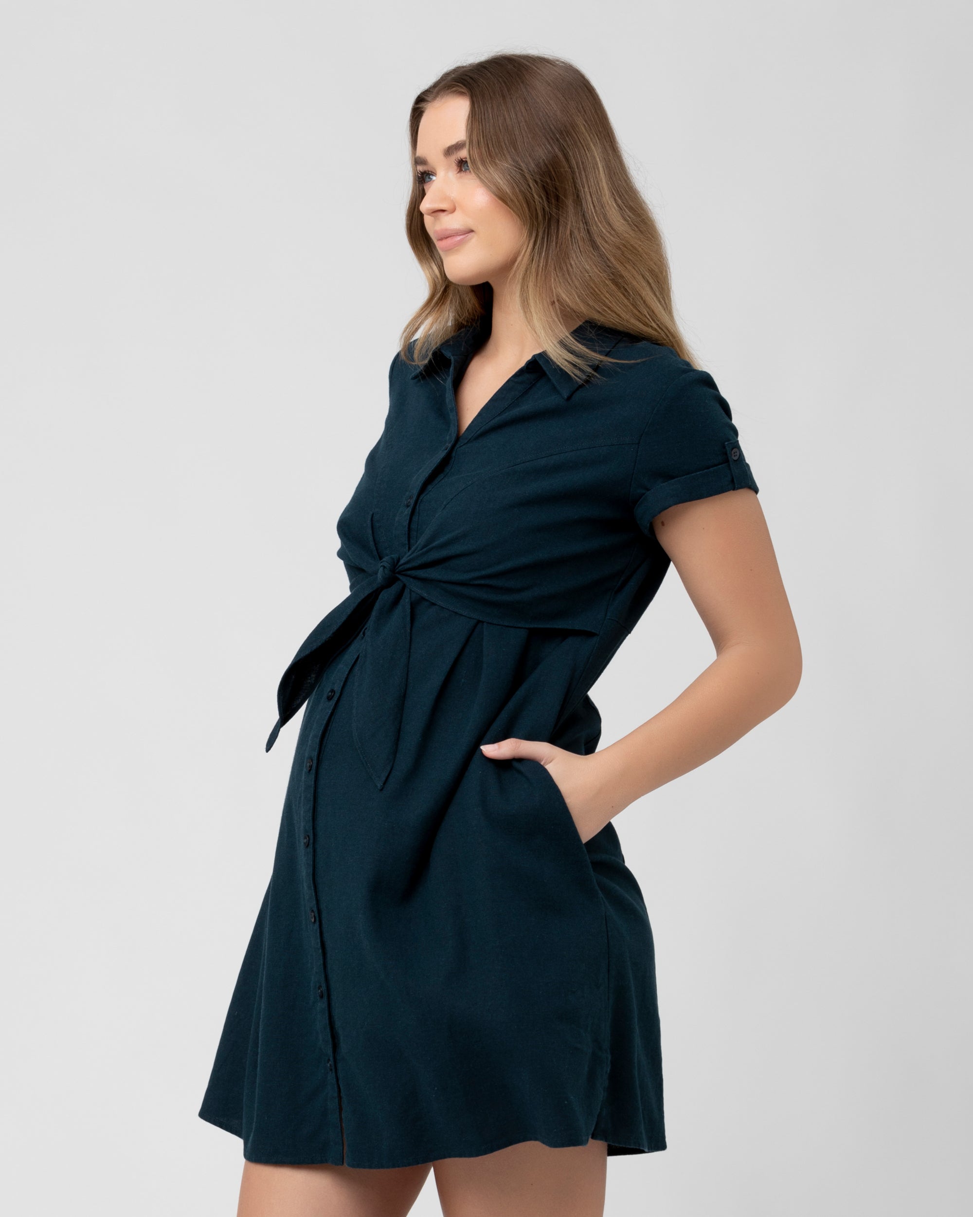 Colette Tie Up Linen Dress Biro