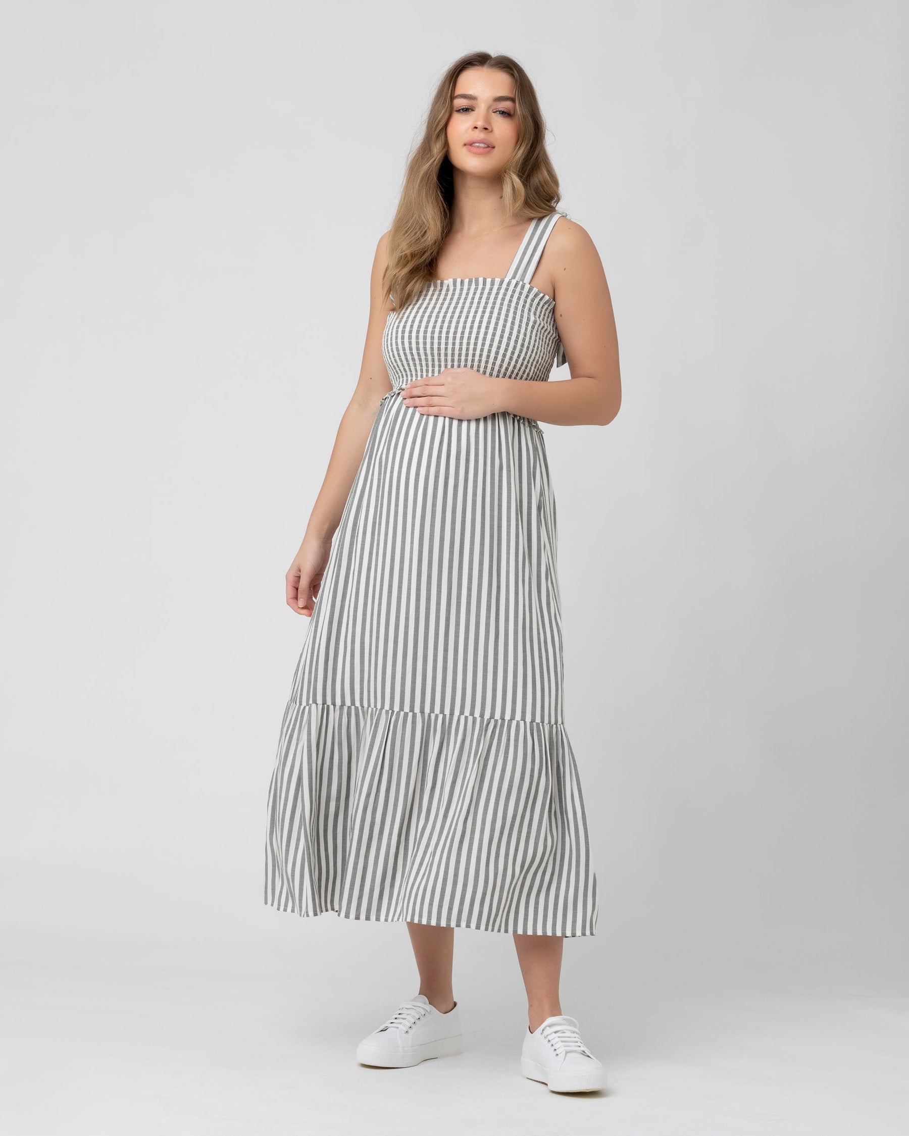 Ollie Smocked Dress  Black / White