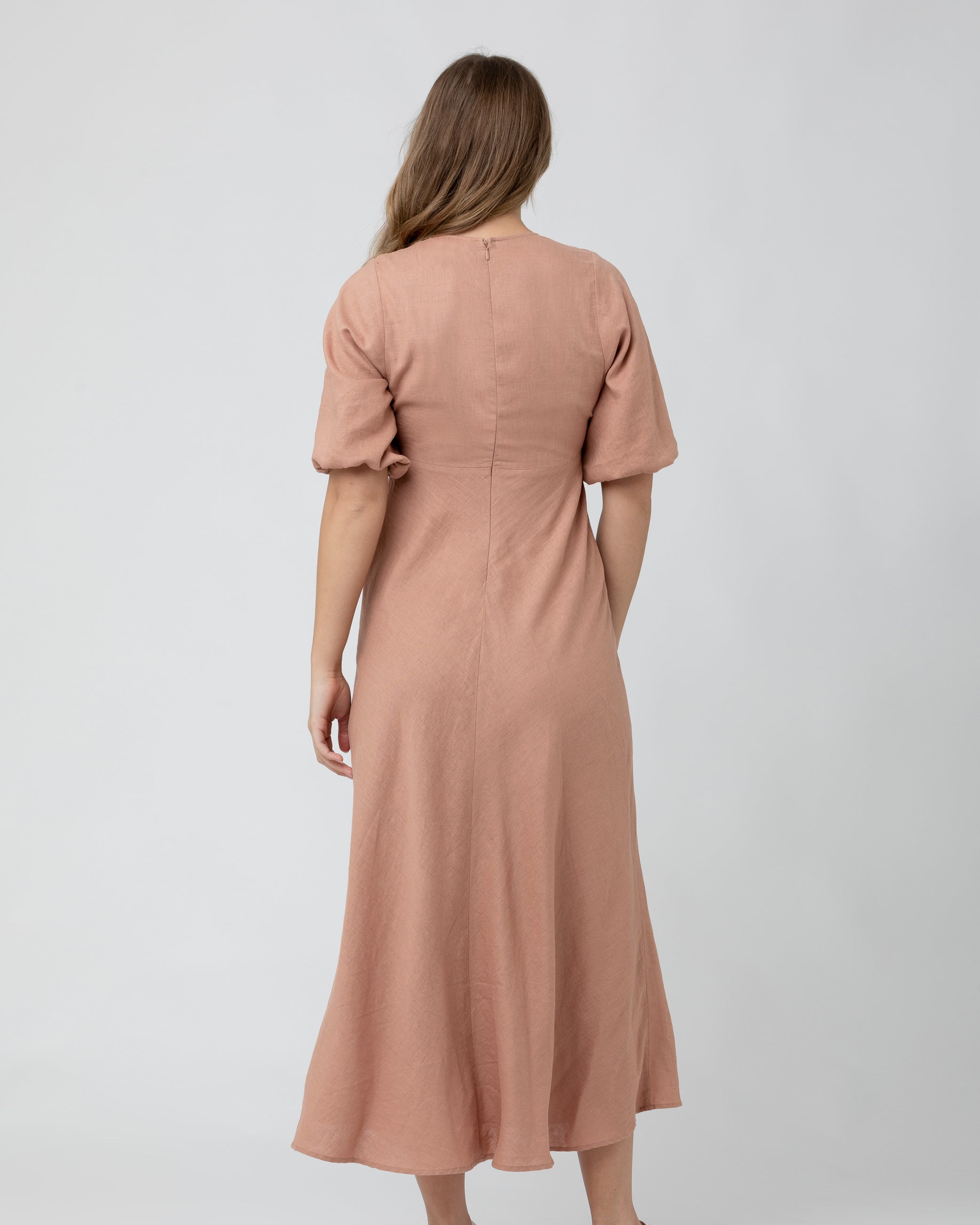 Camille Tie Front Linen Dress Clay