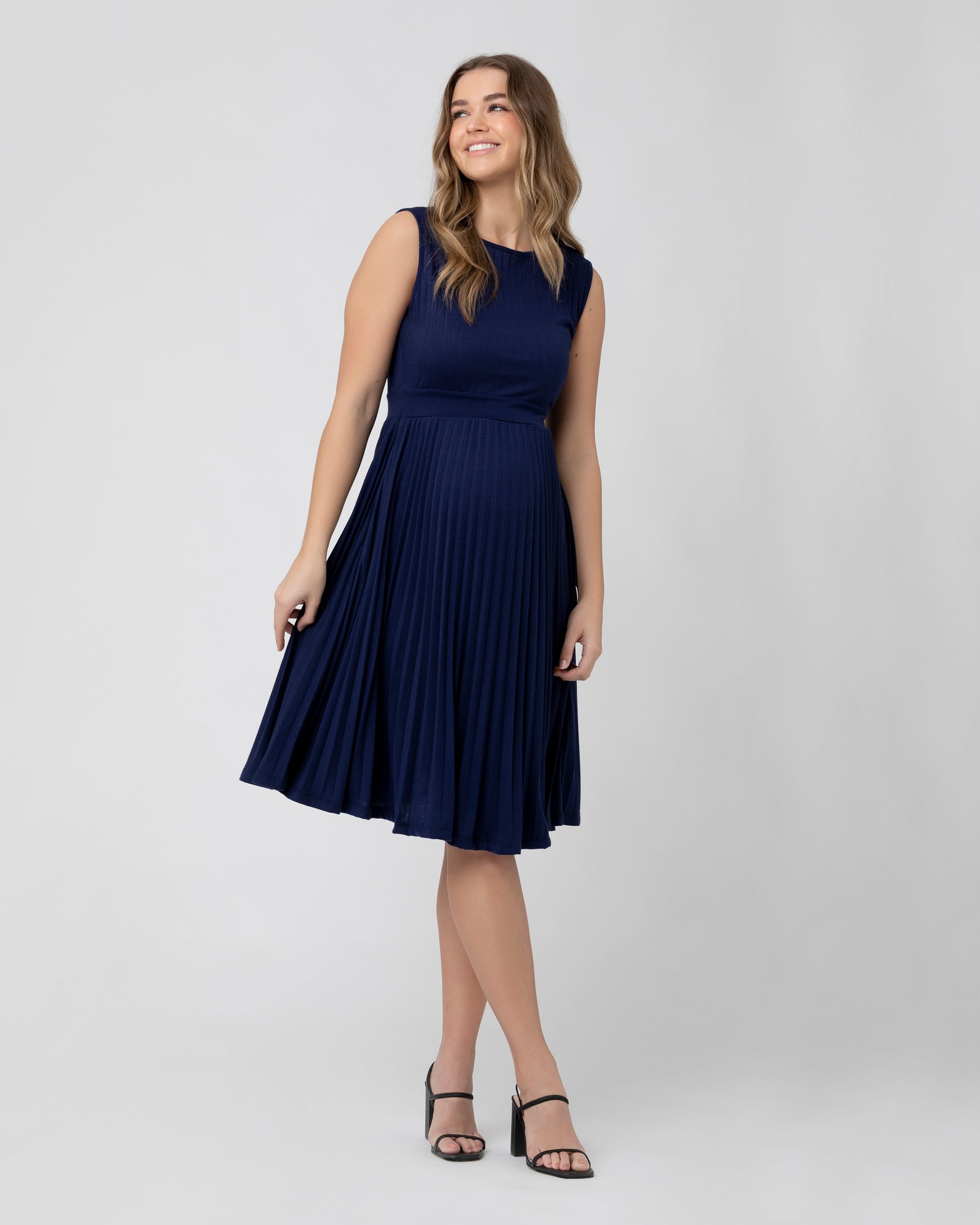 Knife Pleat Dress Round Neck Blueprint