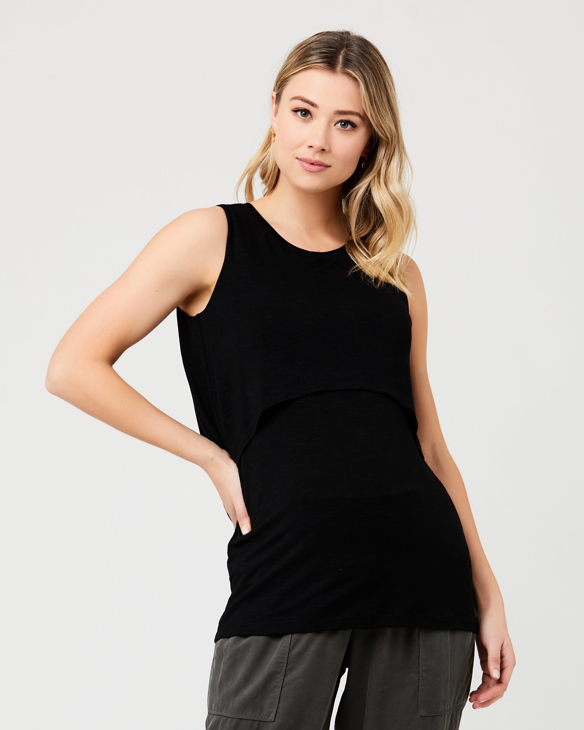 Summer Swing Back Nursing Tank Black