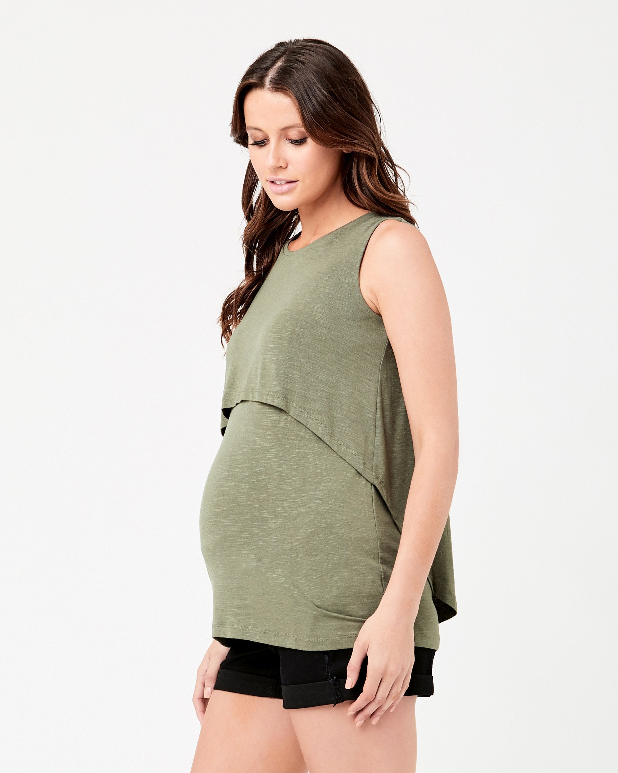 Summer Swing Back Nursing Tank Olive