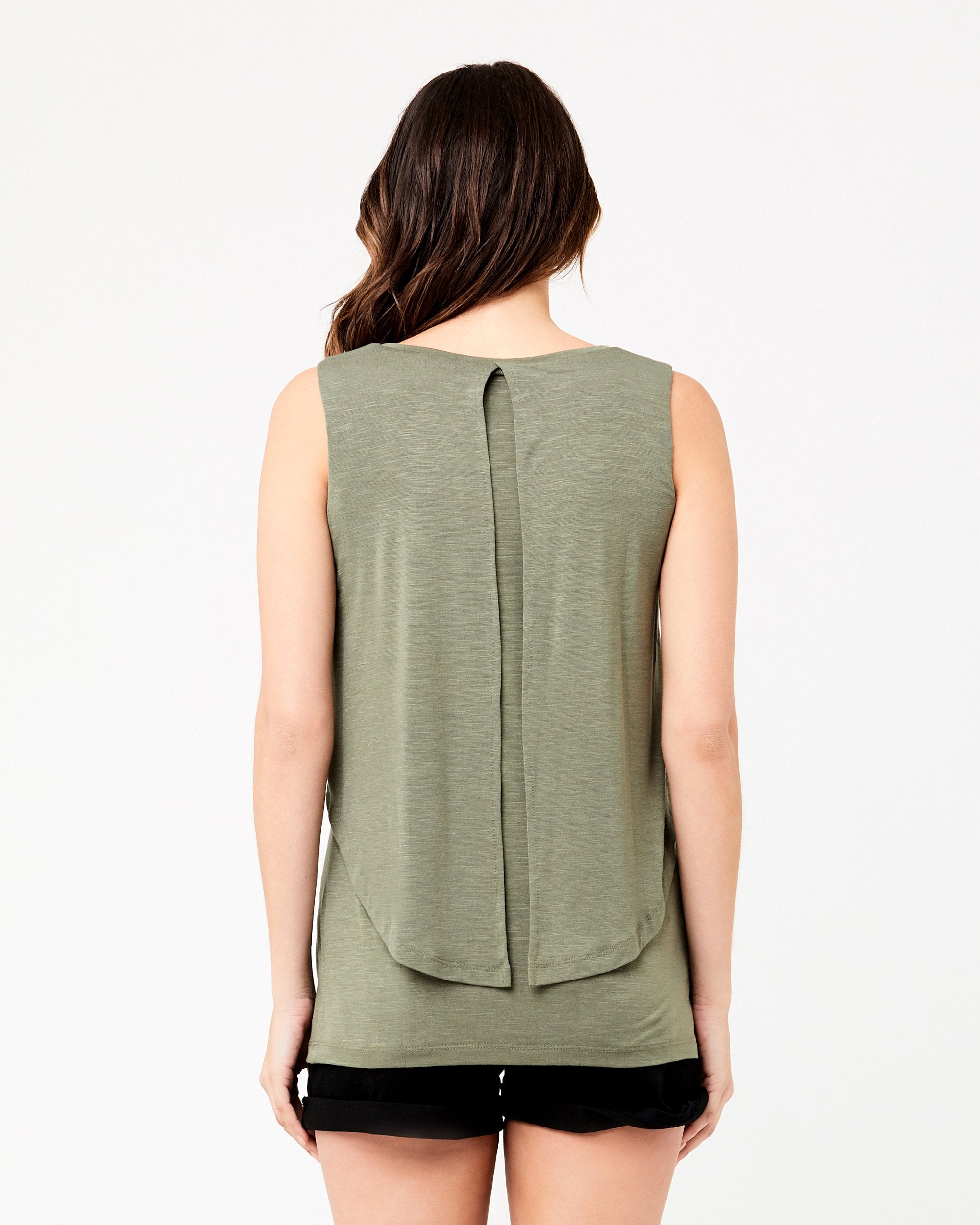 Summer Swing Back Nursing Tank Olive