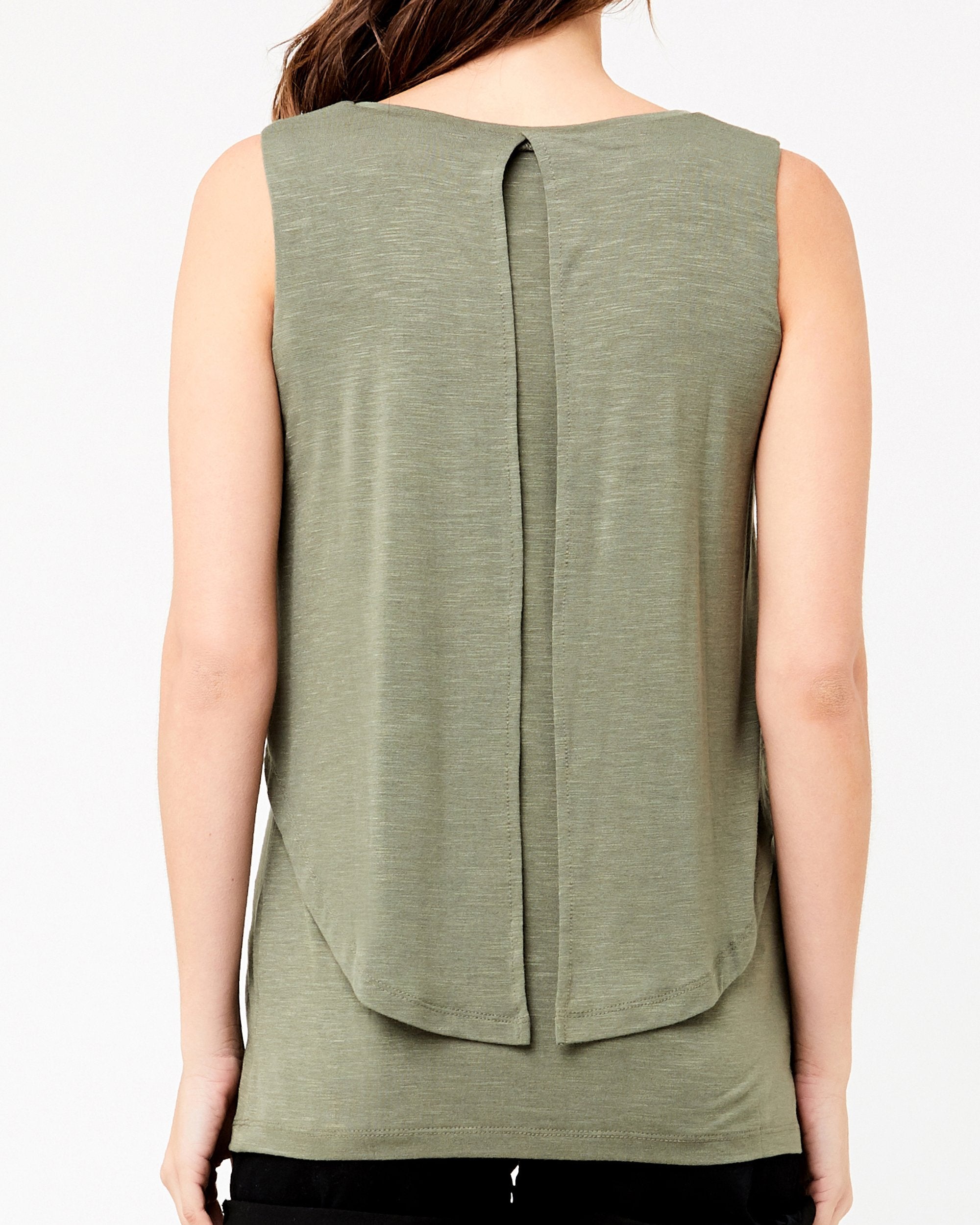 Summer Swing Back Nursing Tank Olive